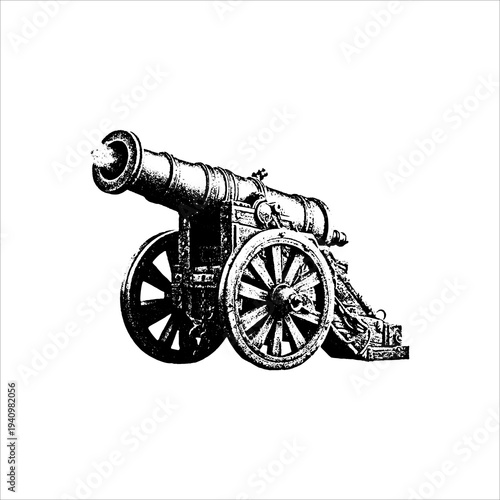 Wallpaper Mural Vintage Cannon Artillery Illustration With Wooden Wheels Torontodigital.ca