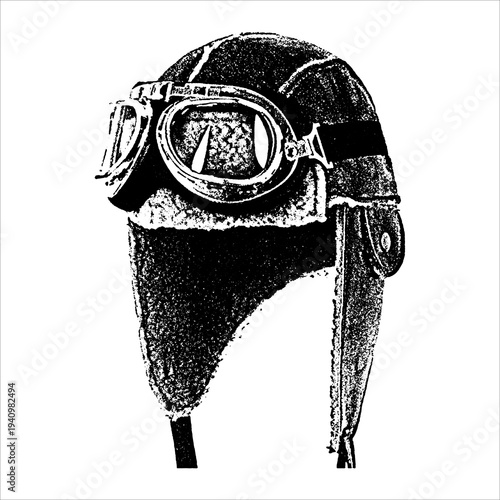 Vintage Aviator Helmet With Goggles Illustration