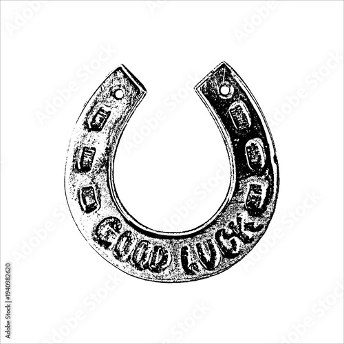 Vintage Horseshoe Good Luck Symbol Illustration
