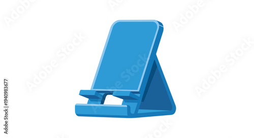 Minimalist blue smartphone stand with a sleek angular design ideal for hands-free device viewing and content consumption