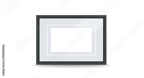 A minimalist empty rectangular picture frame with a matte and a blank white space ready for your creative content.