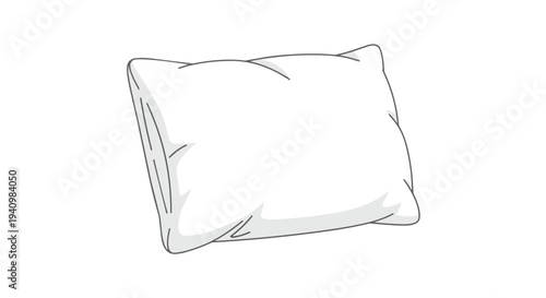 A Simple, Clean, White Pillow Illustration with Subtle Shading for Comfort and Relaxation