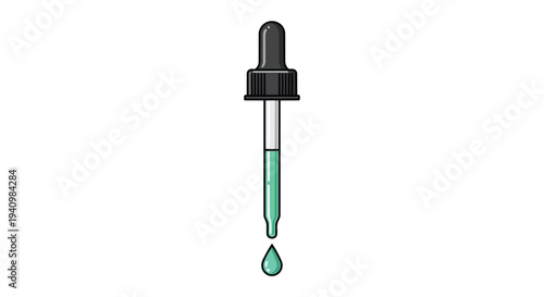 Precise Liquid Measurement Dropper with Turquoise Solution and Falling Droplet in Clean White Background