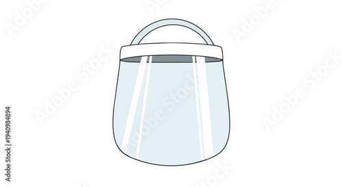 A minimalistic, clear illustration of a transparent face shield used for protection, isolated on a white background