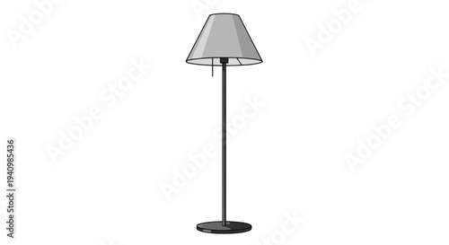 Minimalist Floor Lamp with a Conical Shade and Stable Base Providing Ambient Light
