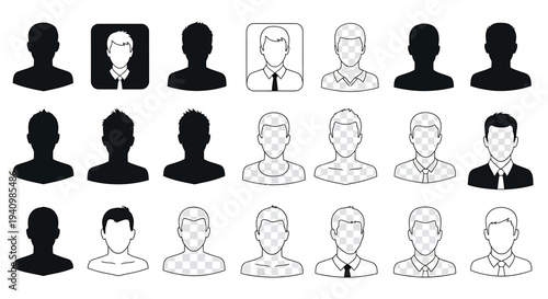 Comprehensive Vector Collection of Diverse User Profile Avatars and Placeholder Icons for Web Design and Digital Identity
