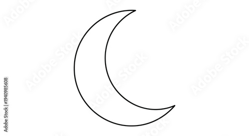 Simple line drawing of a crescent moon on a white background