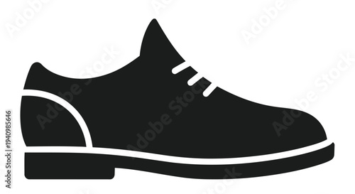 Black silhouette of a classic leather dress shoe on a white background