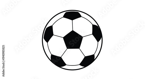 Classic black and white soccer ball with pentagonal and hexagonal panels on a clean white background