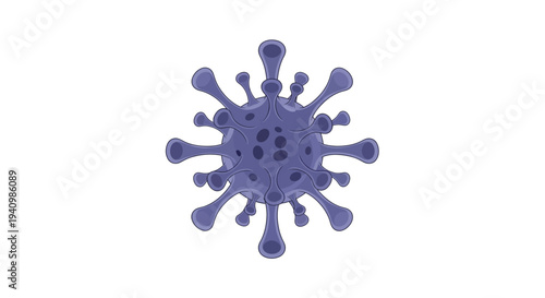 Viral particle illustrated in 3D on a white background