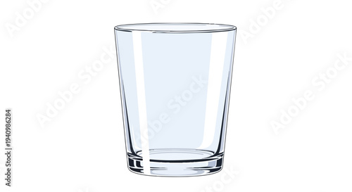 A minimalist, hand-drawn illustration of a clean, empty drinking glass against a stark white background