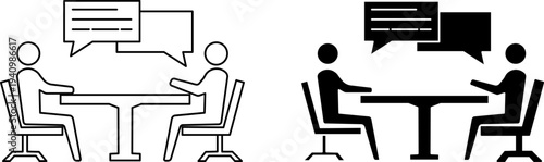 Job Interview Icon Set – Hiring Process, Recruitment, HR Meeting, Candidate Selection Line Icons