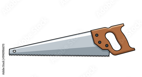 A Classic Hand Saw with a Sturdy Wooden Handle Presented Against a Clean White Background