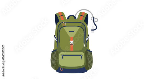 Adventure Ready Hydration Pack Backpack for Outdoor Excursions and Hiking Enthusiasts Detailed Illustration