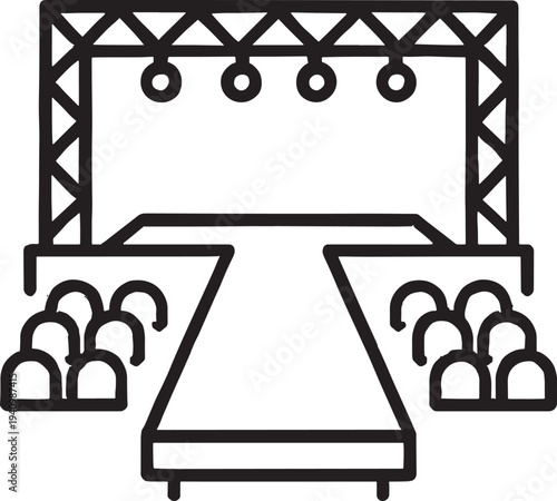 Vector illustration of a stage with spotlights and audience