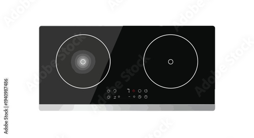 Sleek modern induction cooktop with digital controls and dual cooking zones presented in a clean studio setup on a white background