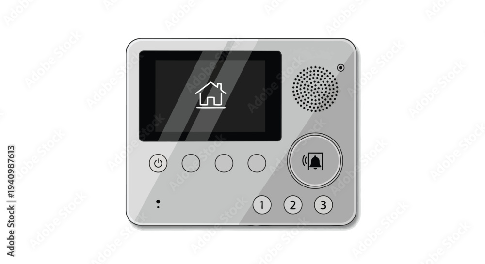 Obraz premium Modern Intercom System with Digital Display and Button Controls for Home Security and Communication