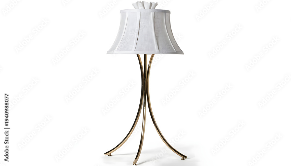 Obraz premium Elegant table lamp with white shade on bronze stand isolated on white background