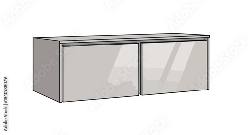 Sleek modern wall-mounted cabinet with two mirrored drawer fronts providing a contemporary furniture design