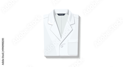 Crisp White Laboratory Coat with a Single Button and Chest Pocket on a Plain White Background - Professional Scientific Attire