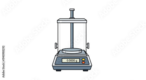 Precision laboratory scale with digital display showing zero grams, a scientific instrument for accurate measurements