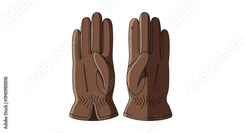 A pair of vintage-style brown leather gloves with detailed stitching and a classic silhouette, isolated on a white background.
