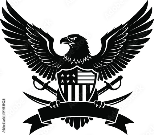 Memorial day tribute with patriotic eagle emblem