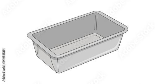 Minimalist Isometric Illustration of a Rectangular Baking Pan on a Clean White Background