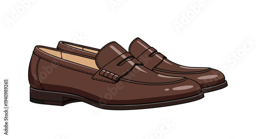 Classic brown leather penny loafers, a timeless symbol of refined men's footwear, embodying sophisticated style and enduring appeal for any smart