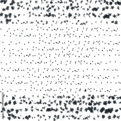 Texture or abstract art made of dots and noisy dirty spots in the upper and lower zones.