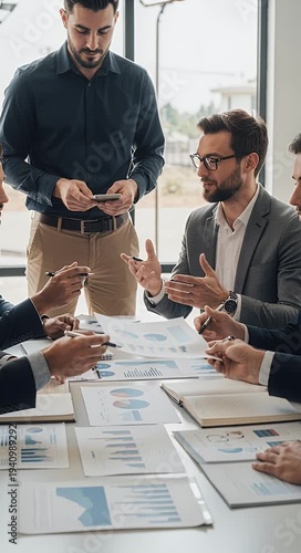 Business team analyzing data during meeting