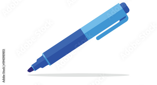 Vibrant blue marker pen illustration with a sleek design against a clean white background, symbolizing creativity and writing tools