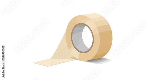 A roll of tan adhesive tape with a portion unwound, rendered in a clean vector illustration style against a white background