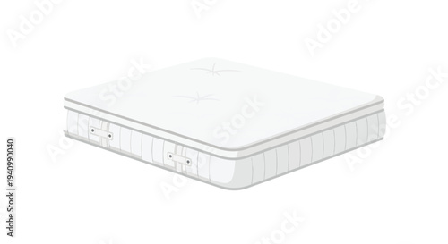 Minimalist Illustration of a Crisp White Mattress on a Pure White Background