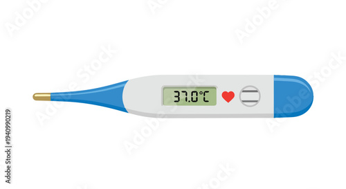 Digital Thermometer Displays Normal Body Temperature with Heart Symbol for Health Awareness