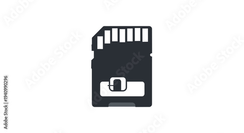 A monochrome silhouette icon representing a micro secure digital memory card, a compact storage solution for electronic devices