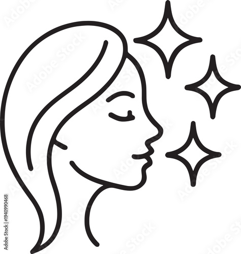 Vector illustration of woman's face with sparkles