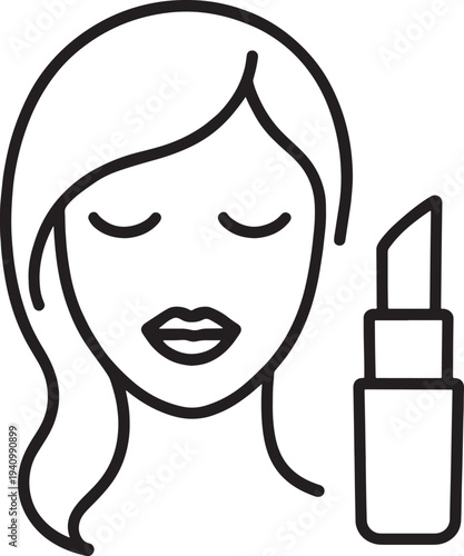 Vector illustration of woman with lipstick, beauty icon
