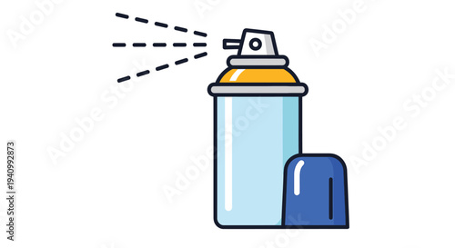 Illustration of a spray paint can with a dotted spray pattern