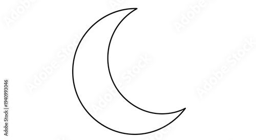 Simple line drawing of a crescent moon on a white background