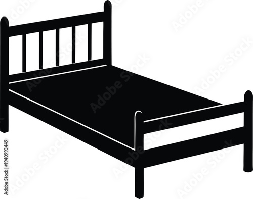 bed in a black and white