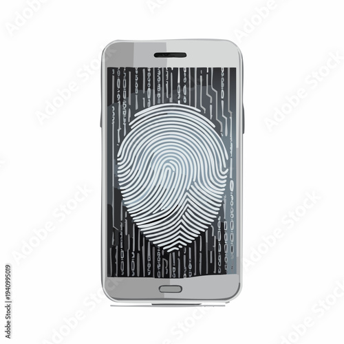 Smartphone with Fingerprint Scanner on Screen.