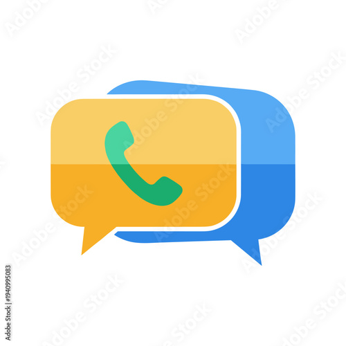 phone call icon, chat bubble, communication symbol, colorful speech bubble