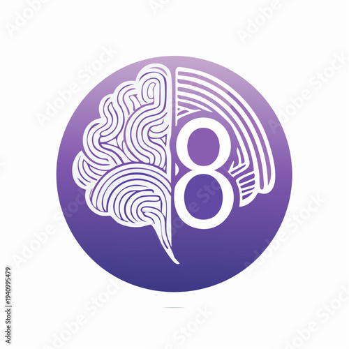 Human Brain Illustration with Purple Circles.