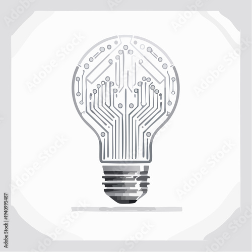 Circuit Board Light Bulb Innovation Concept.