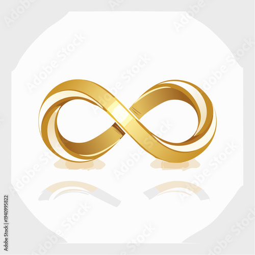 Golden Infinity Symbol on White Background.