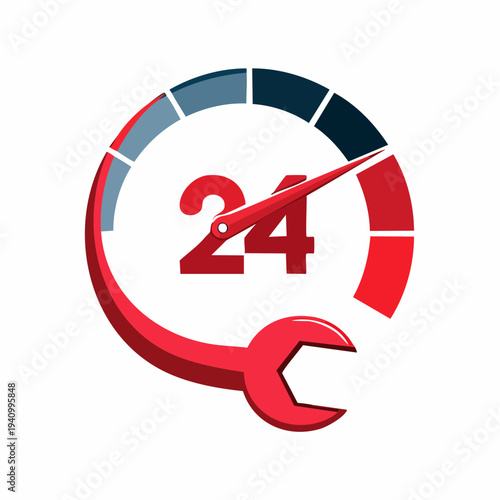 Wrench and Speedometer with 24 Hours Display.