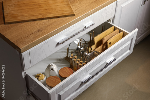 Open drawer with food stora...