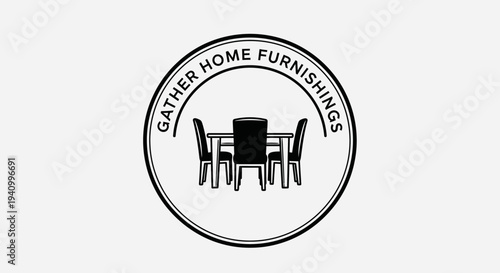 Black and White Dining Table and Chairs Logo.