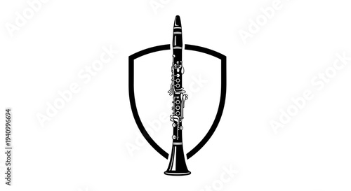 Black and White Clarinet Instrument Logo.